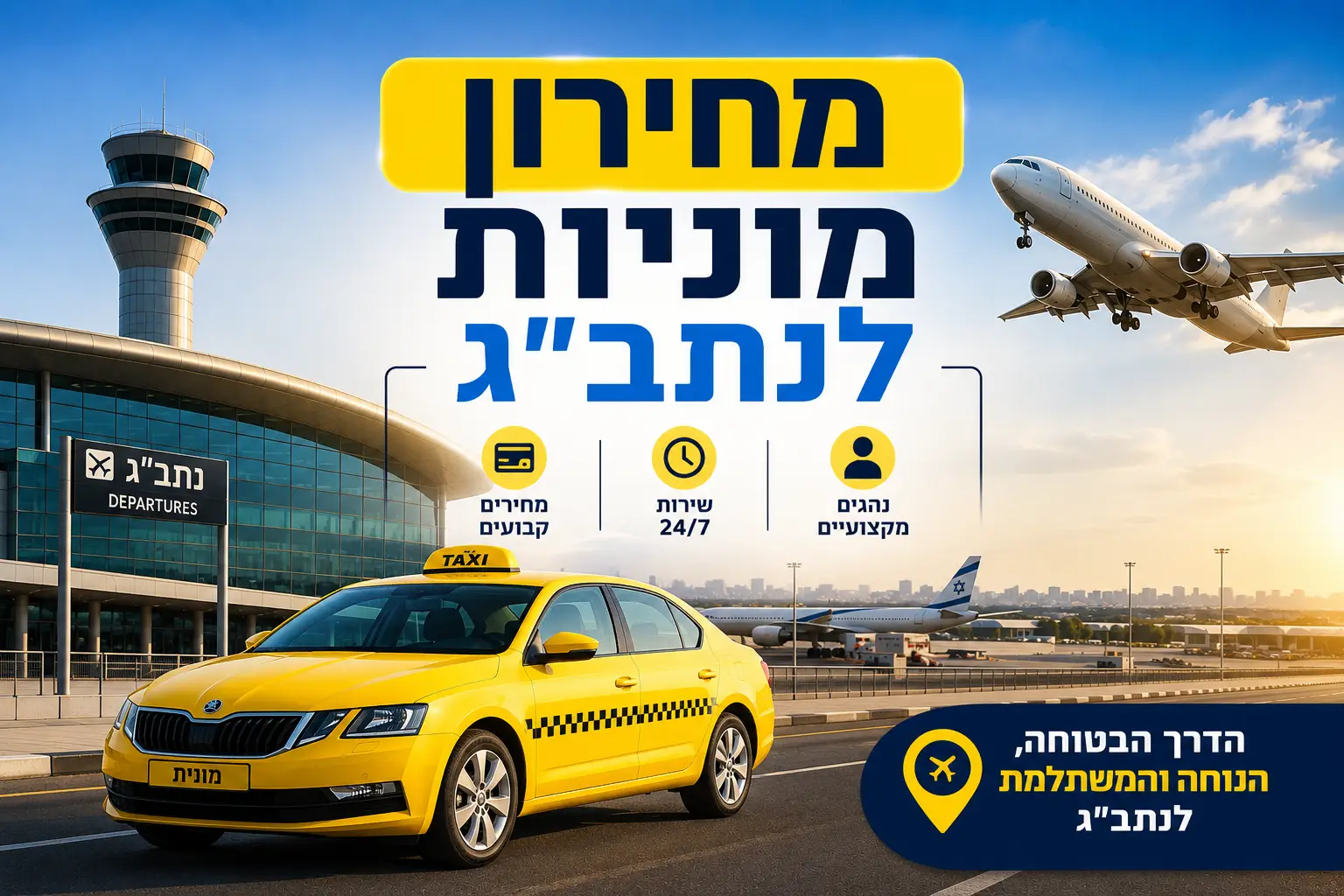 מחירון מוניות לנתב"ג 1 חירון מוניות לנתב"ג – WAY TAXI מחירים משתלמים, שירות 24/7 ונסיעה בטוחה מכל הארץ לנתב"ג. הזמנת מונית לנתב"ג במהירות, נהגים מקצועיים וזמינות מלאה.